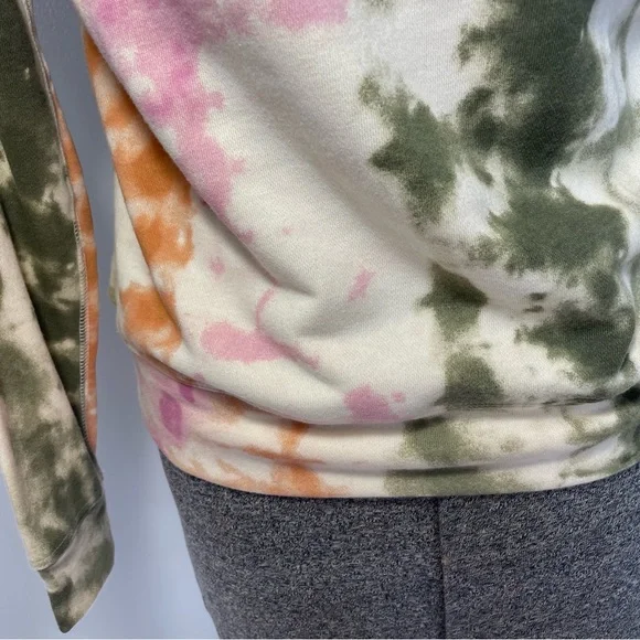 NWT XS Tie dye cream, orange, pink, and green crewneck sweatshirt - Picture 7 of 8